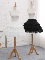 2 steel hoops lace tiered lolita petticoat