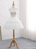 2 steel hoops lace tiered lolita petticoat white