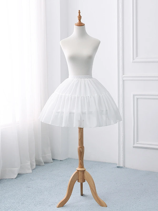 2 steel hoops short lolita petticoat white
